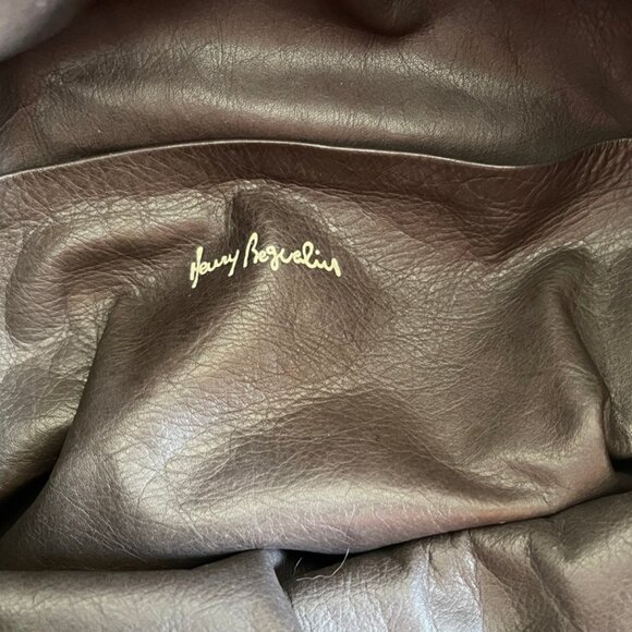 HENRY BEGUELIN LARGE Olive Green Satchel/Bag; Brown Trim; Excellent Condition! - Picture 6 of 10